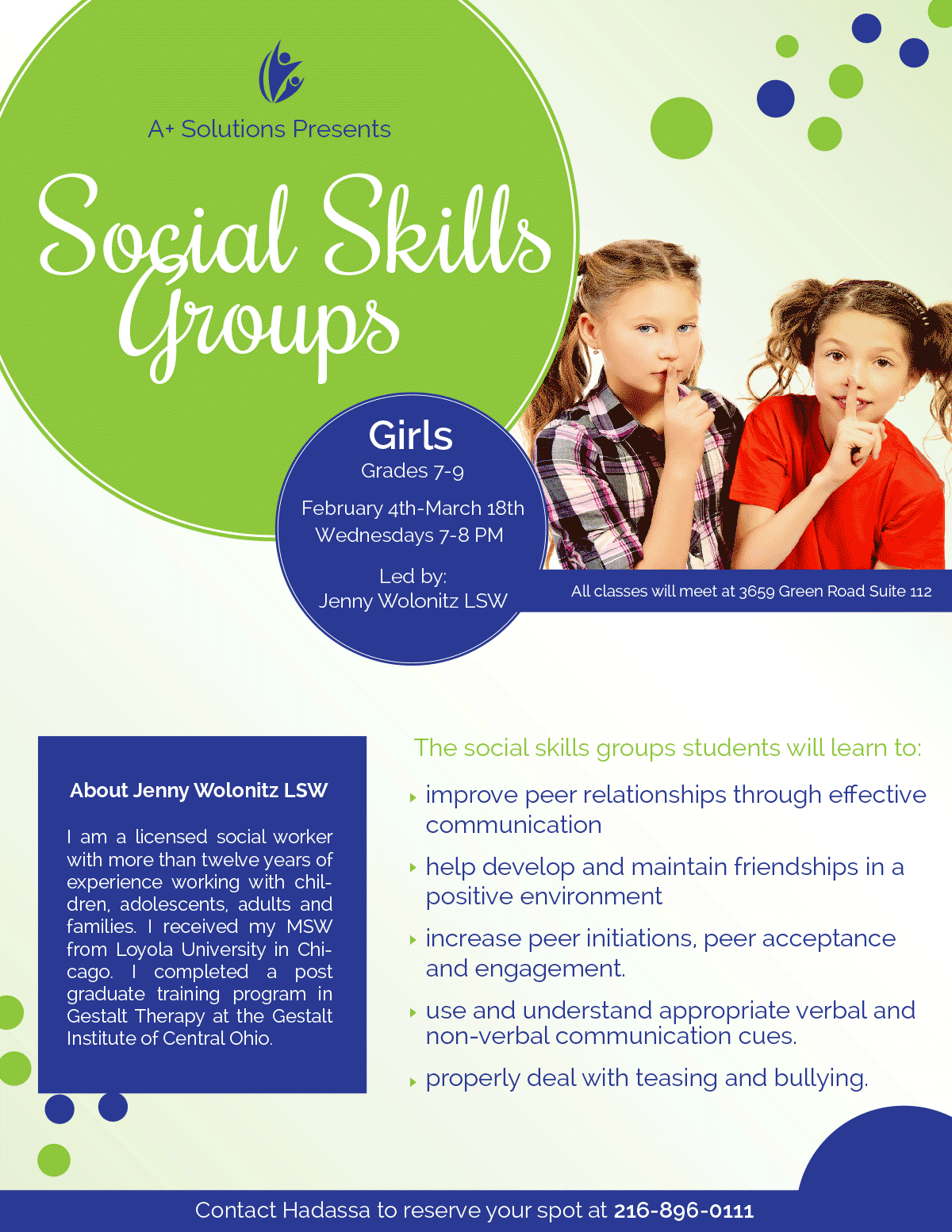 A Solutions Presents Social Skills Groups For Girls