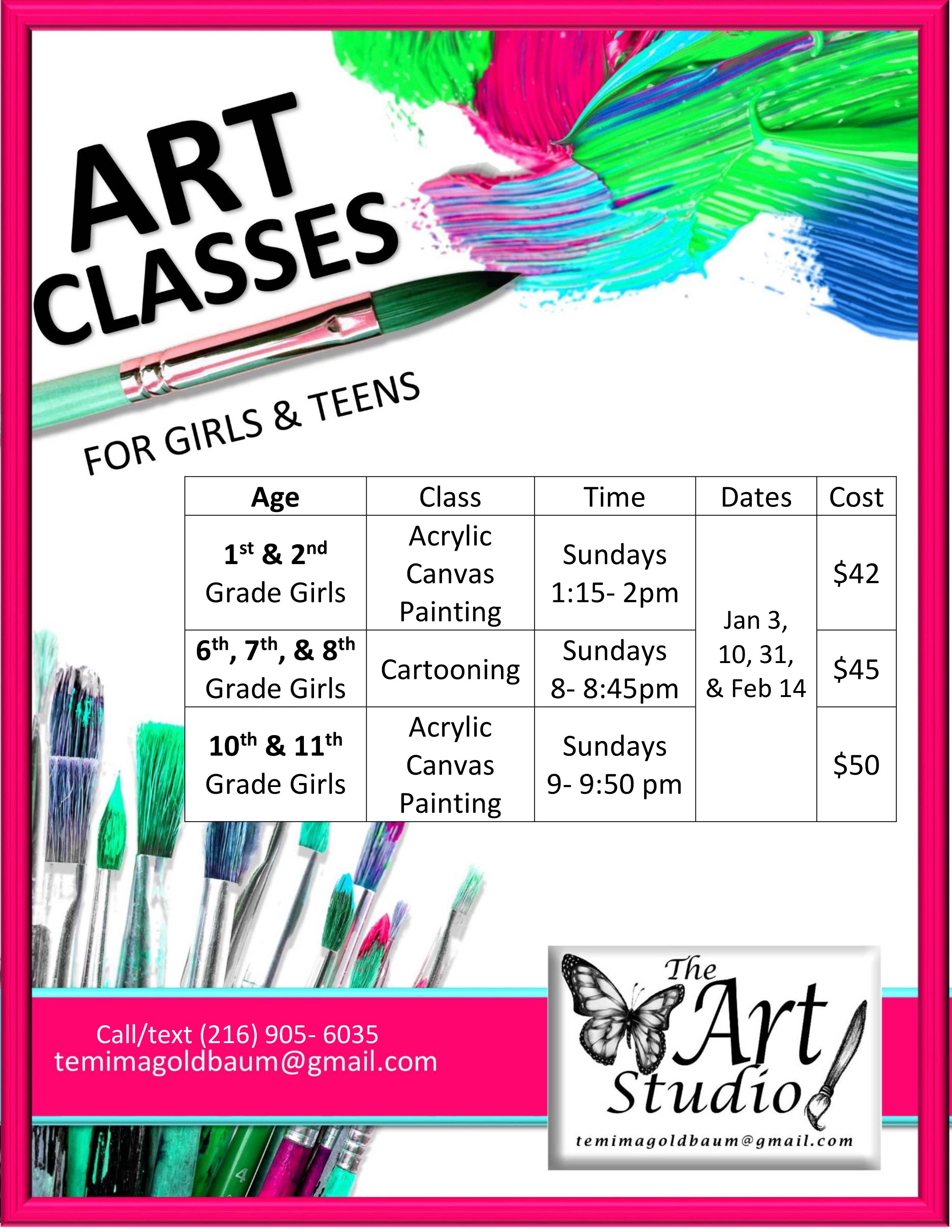 Art Classes for Girls and Teens