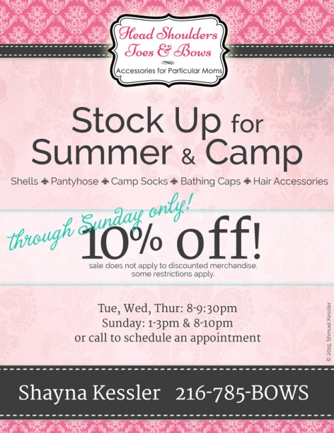 Head Shoulders Toes & Bows Camp Sale