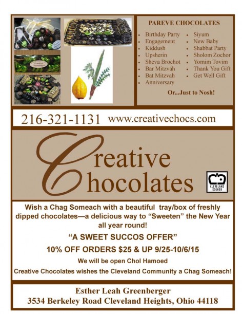 Creative Chocolates Succos ad  2015