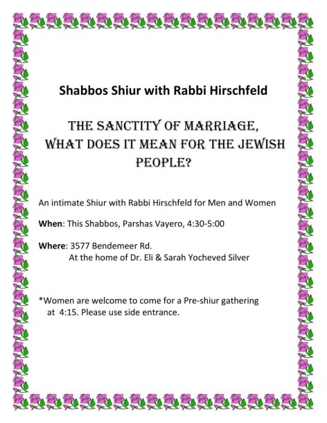 Shabbos Shiur with Rabbi Hirschfeld (1)