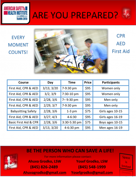 first aid schedule ad