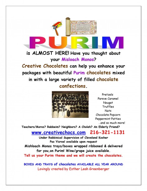 Creative Chocolates PURIM flierIII 2016