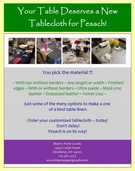 Your Table Deserves a New Tablecloth for Pesach
