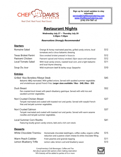 Restaurant Nights Menu 072716