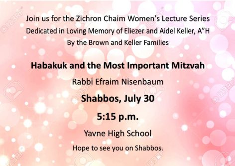 Shabbos July 30 2016