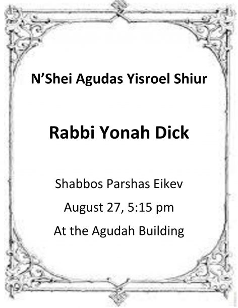 N'Shei Shiur Rabbi Dick