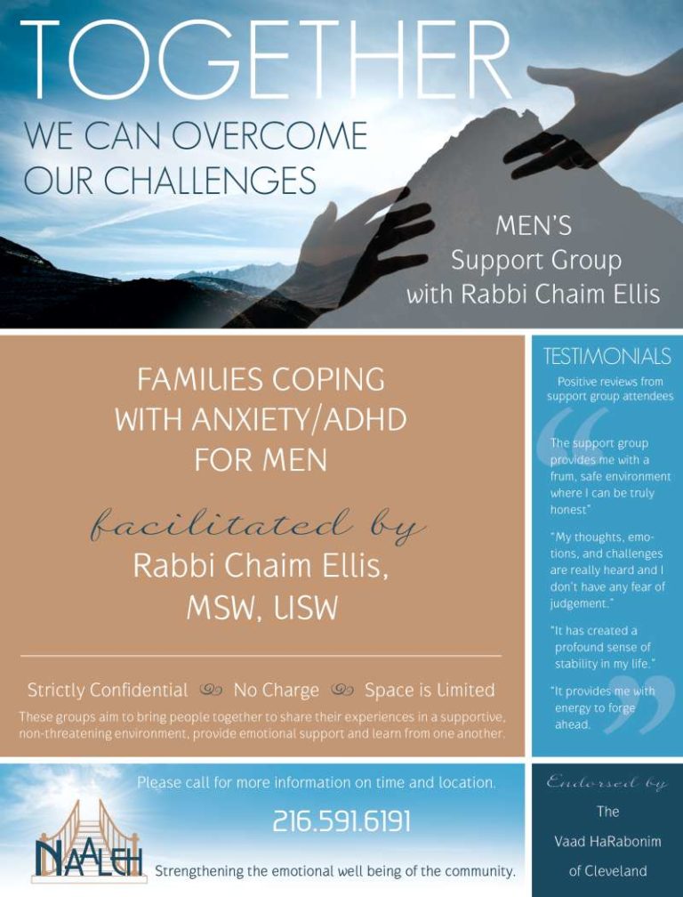 Naaleh Presents a Men’s Support Group For Families Coping with Anxiety