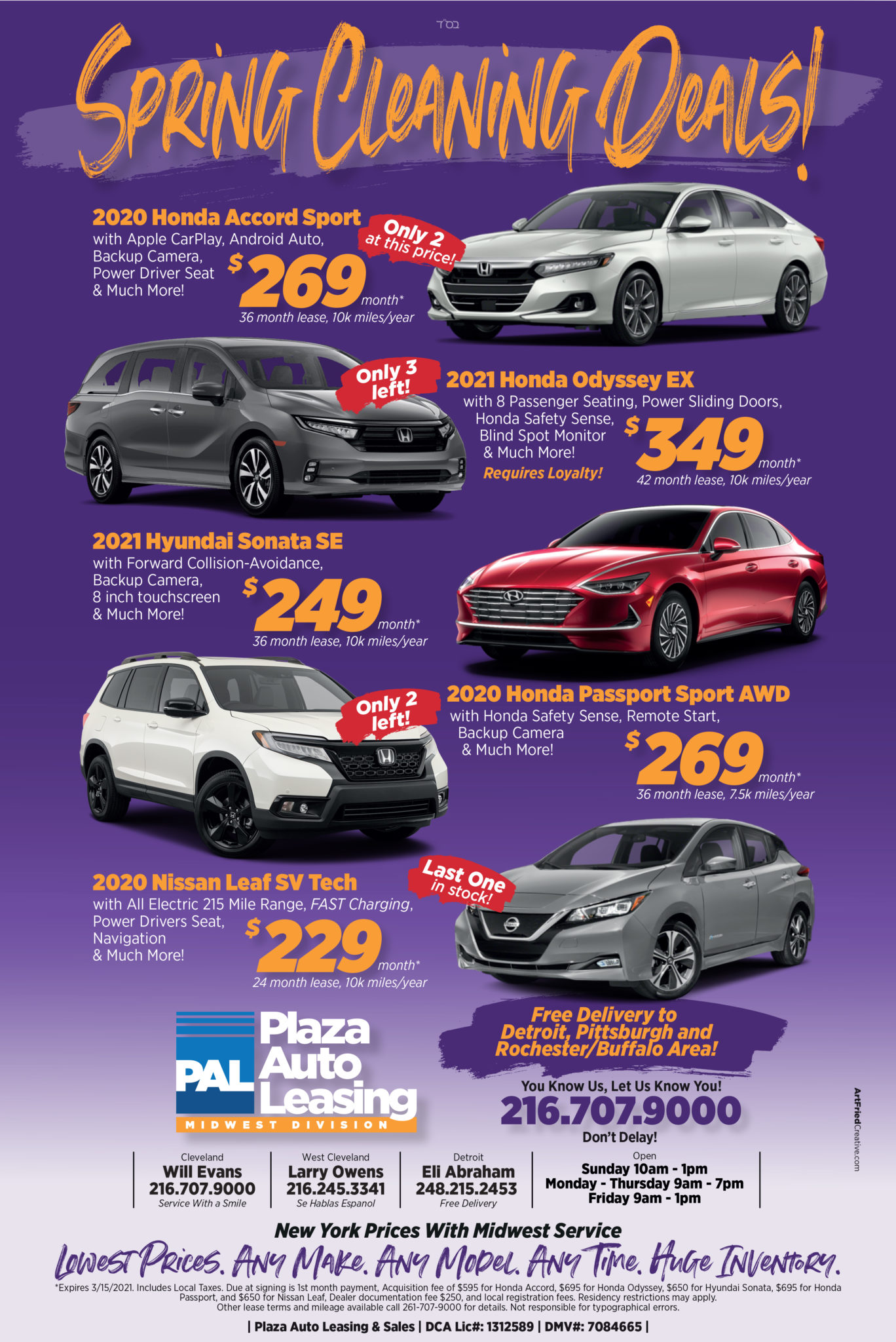 Spring Cleaning Deals at Plaza Auto Leasing Midwest Division!