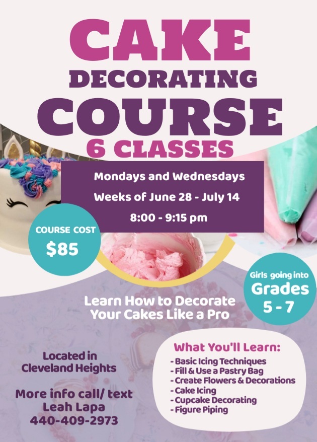 Beginners Cake Decorating Course for Girls Going into Grades 5-7