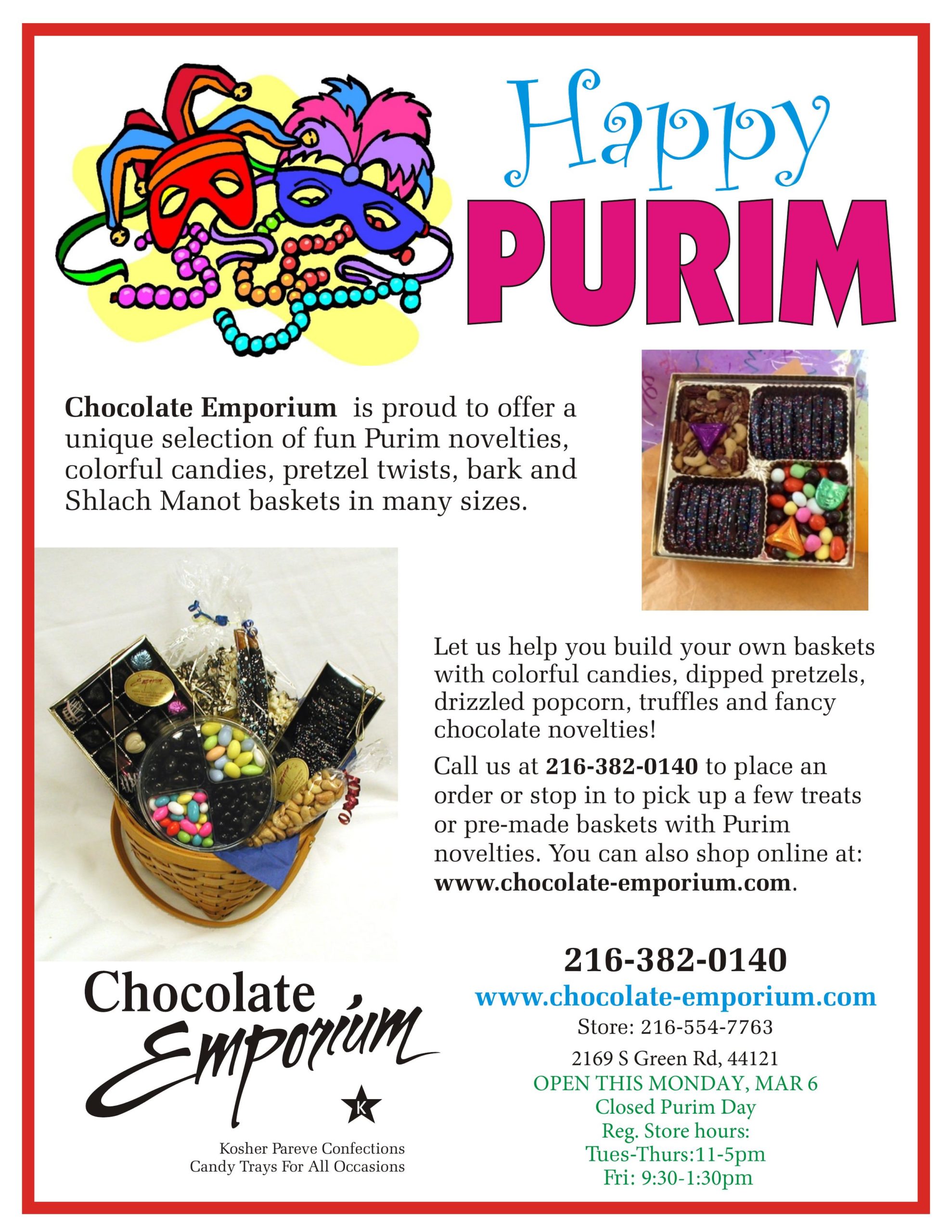 Chocolate Emporium for Purim Confections!