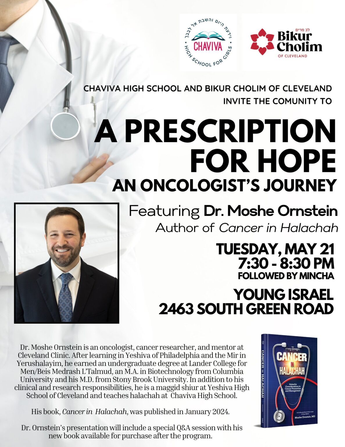 “A Prescription for Hope” with Dr. Moshe Ornstein, May 21st